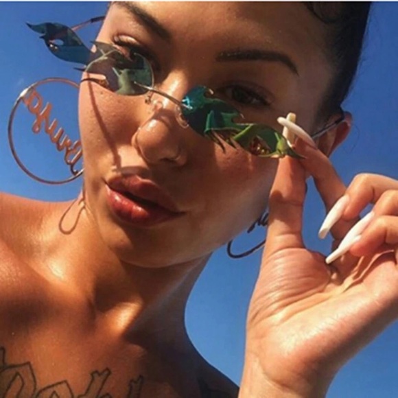 Flame fire sunglasses it's lit glasses leaf rave - Picture 6 of 8